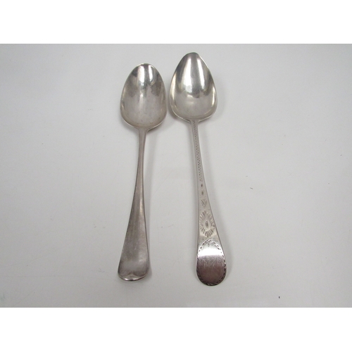 8202 - A set of six Robert Pringle & Sons silver dessert spoons, monogrammed, London 1938/, 317g