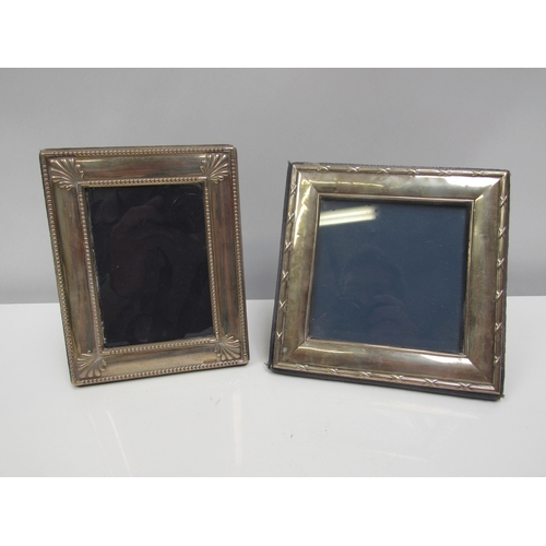 8207 - Two silver photograph frames, Carrs of Sheffield beaded example, 1996, 17.7cm x 14cm and TKC square ... 