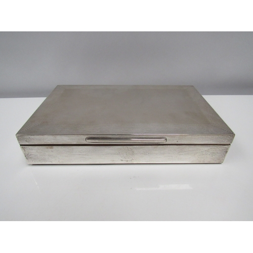 8213 - A Padgett & Braham Ltd silver cigar box with engraved monogram detail, London 1937. 4.5cm x 25cm x 1... 