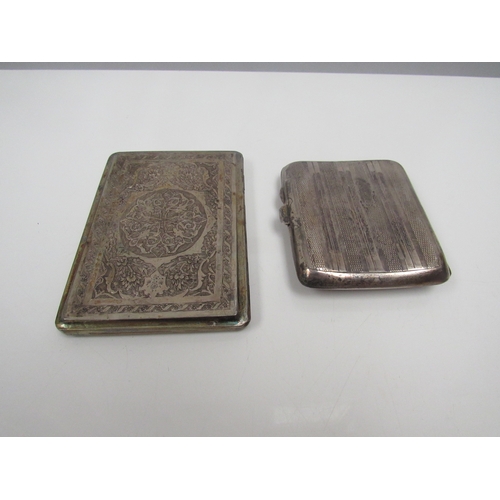 8221 - Two cigarette cases including Arabic white metal and Fergenbaum and Son, Birmingham 1946