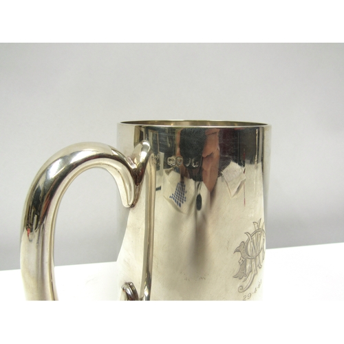 8227 - A Victorian silver tankard with engraved monogram and date to the front. Makers mark rubbed, London ... 