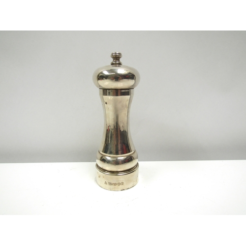 8231 - An M.C Hersey & Son Ltd tall silver pepper grinder, London 2008, 16cm tall