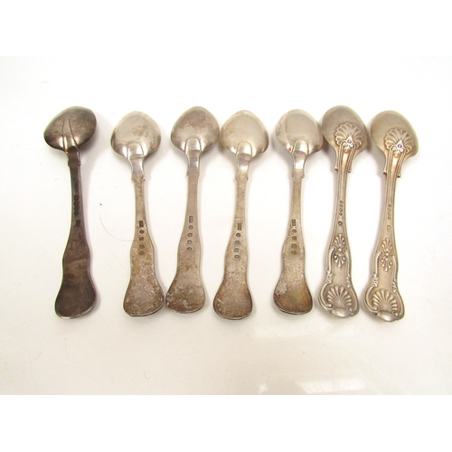 8243 - Seven similar silver teaspoons including four Edinburgh 1880, most with monogrammed handles, 186g