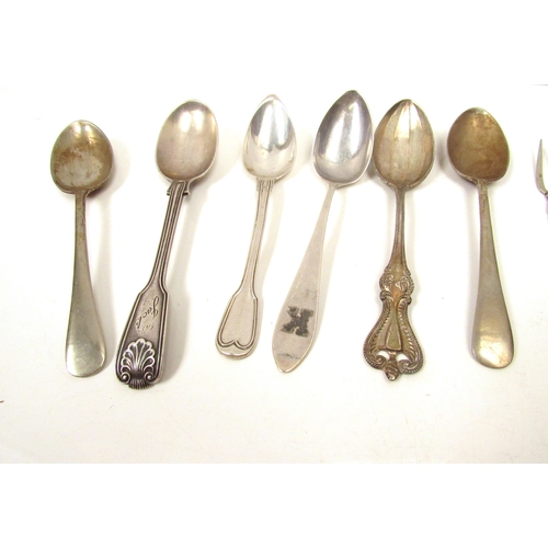 8251 - Mixed silver and white metal flatware including English, Sterling Kanton, 201g