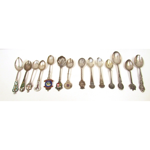 8255 - 14 various silver souvenir spoons, 212g