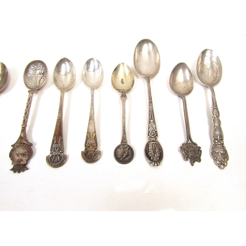 8255 - 14 various silver souvenir spoons, 212g