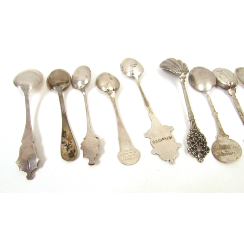 8255 - 14 various silver souvenir spoons, 212g