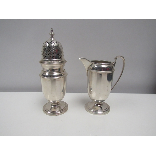 8261 - A Barker Brothers Silver Ltd cream jug and sugar castor, Birmingham 1934, used. 248g