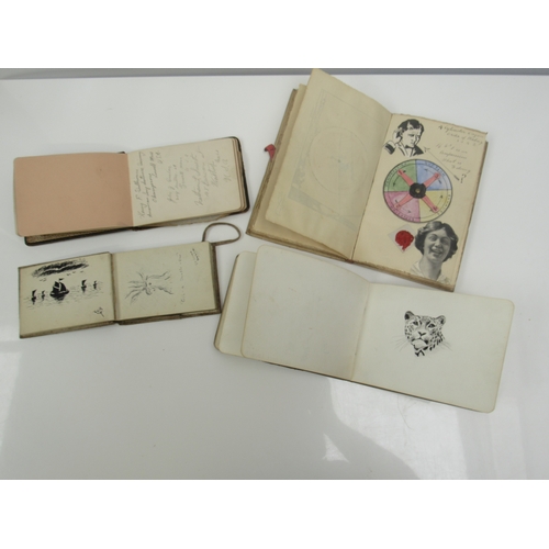 8265 - Four albums/diaries dating from early 20th Century including written verses and sketches from 1913 o... 