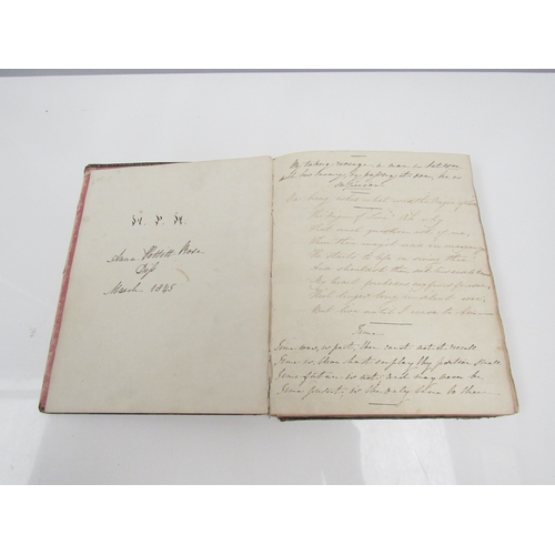 8267 - A 19th Century diary/album dating from March 1845 with music, verse and sketches, binding poor. 24cm... 