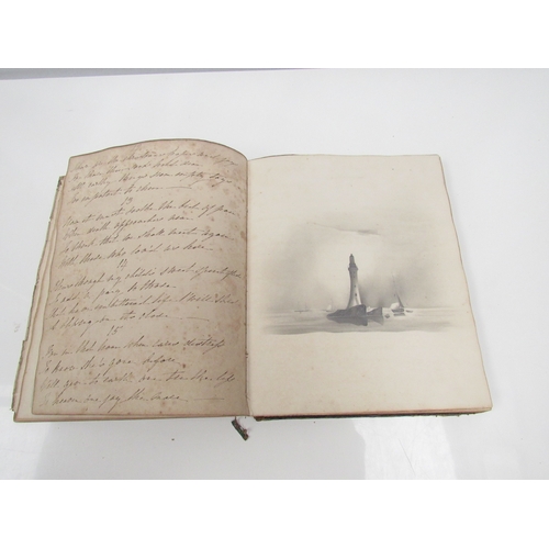 8267 - A 19th Century diary/album dating from March 1845 with music, verse and sketches, binding poor. 24cm... 