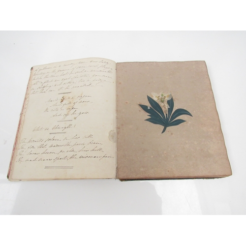 8267 - A 19th Century diary/album dating from March 1845 with music, verse and sketches, binding poor. 24cm... 