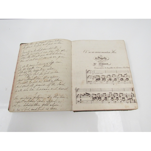 8267 - A 19th Century diary/album dating from March 1845 with music, verse and sketches, binding poor. 24cm... 