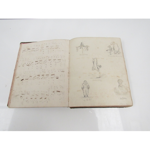 8267 - A 19th Century diary/album dating from March 1845 with music, verse and sketches, binding poor. 24cm... 