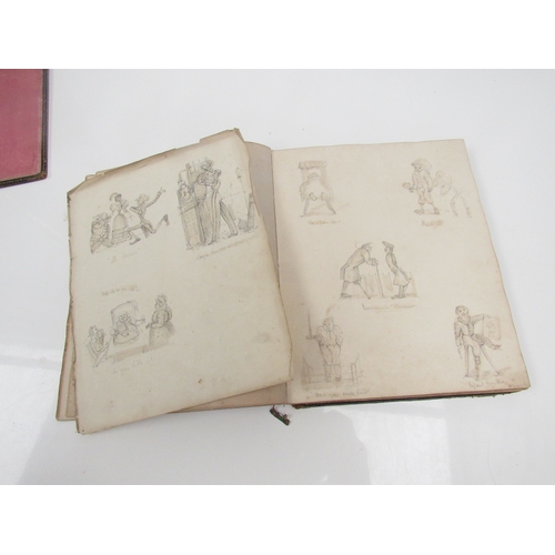 8267 - A 19th Century diary/album dating from March 1845 with music, verse and sketches, binding poor. 24cm... 