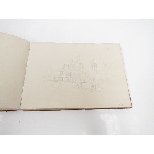 8268 - An interesting 19th Century artists sketch book dated 1838-1839 containing 21 pencil and watercolour... 