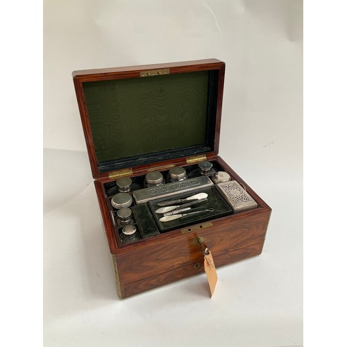 8210 - A William IV presentation travelling case, brass mounted rosewood case by Turrill of London, silver ... 