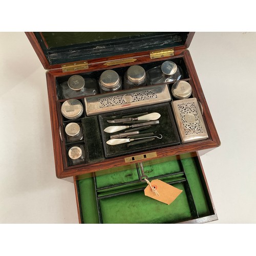 8210 - A William IV presentation travelling case, brass mounted rosewood case by Turrill of London, silver ... 