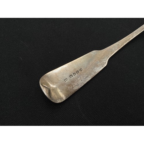 8228 - A Thomas Streetin silver soup ladle, London 1829, monogrammed handle, 32cm, 172g