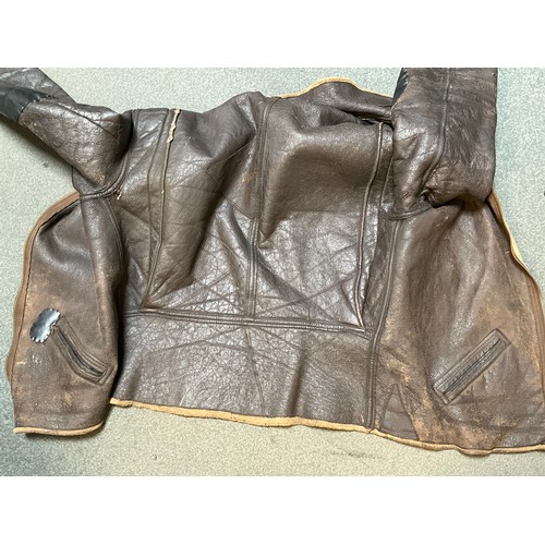 5260 - A B6 leather flying jacket with various repairs, a/f