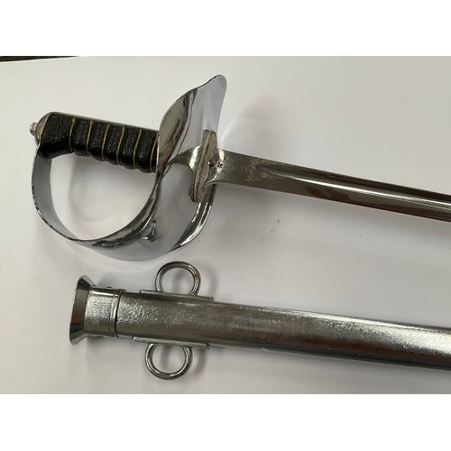 5433 - An 1897 pattern cavalry officer's sword, chromed and presumed to be a NCO as blade unmarked, with sc... 