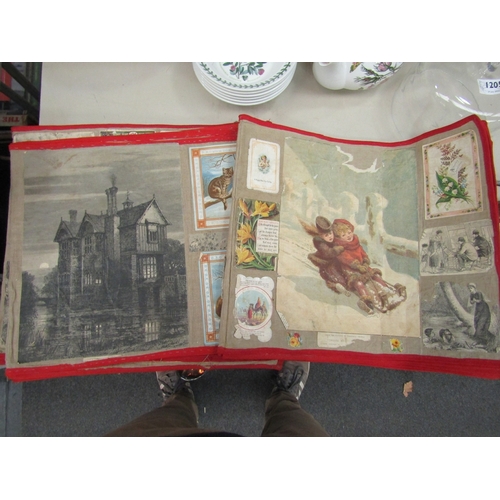 1189 - A group of five mainly Victorian scrapbooks backed onto linen together with a similar late 19th Cent... 