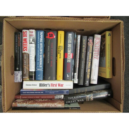 1203 - Five boxes of hardback military books including The Great War by John Terraine and War and The 20th ... 