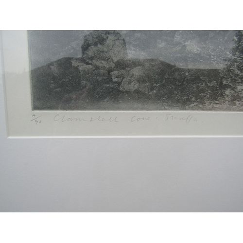 1385 - A. WILKINSON (XX/XXI): A framed and glazed etching with aquatint, 'Clamshell Cove, Staffa'. Pencil s... 