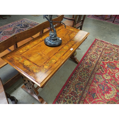 1168 - A Victorian walnut inlaid centre table, 67cm x 107cm x 50cm