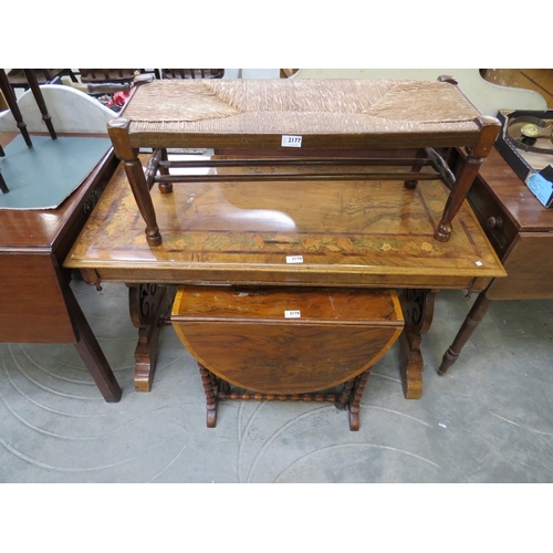 1168 - A Victorian walnut inlaid centre table, 67cm x 107cm x 50cm