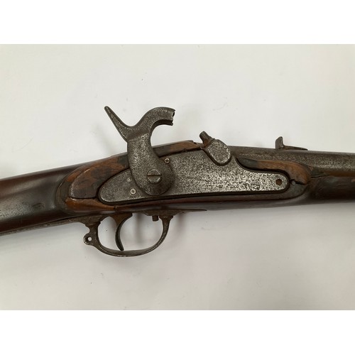 5334 - A 19th Century percussion musket with drum and nipple conversion, faintly stamped Springfield and th... 