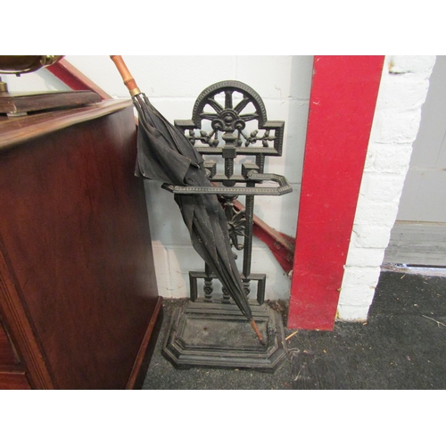 1001 - A Victorian cast iron stick stand with umbrella