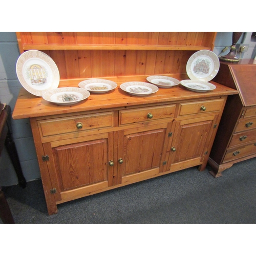 1064 - A 20th Century pine dresser, three drawer over three door, a/f, 176cm x 160cm x 46cm