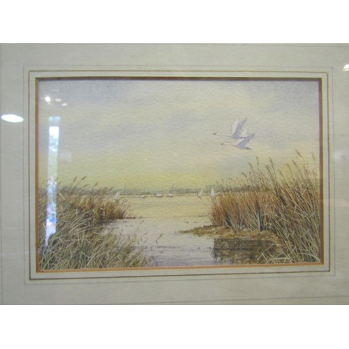 1138 - CLIFFORD KNIGHT: 'Bewicks at hickling' watercolour framed and glazed. Details verso 10 x 15.5cm, toe... 