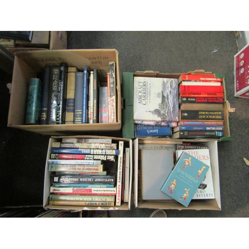 1206 - Four boxes of military interest books, warships, holocaust etc           (E) £10-15