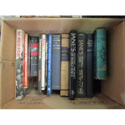 1206 - Four boxes of military interest books, warships, holocaust etc           (E) £10-15