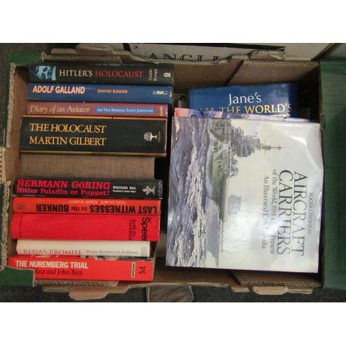 1206 - Four boxes of military interest books, warships, holocaust etc           (E) £10-15