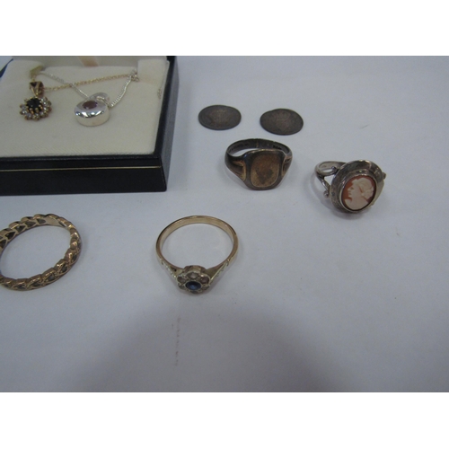 1312 - A selection of bijouterie, mostly silver including rings, bow brooch, crosses, pendants