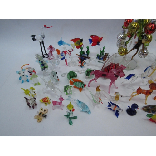 1317 - A quantity of glass miniature animals and trees etc