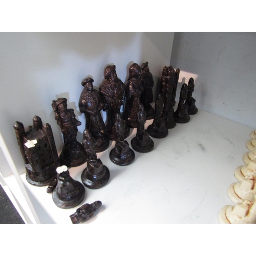 1363 - A set of resin Henry VIII style chess pieces some a/f