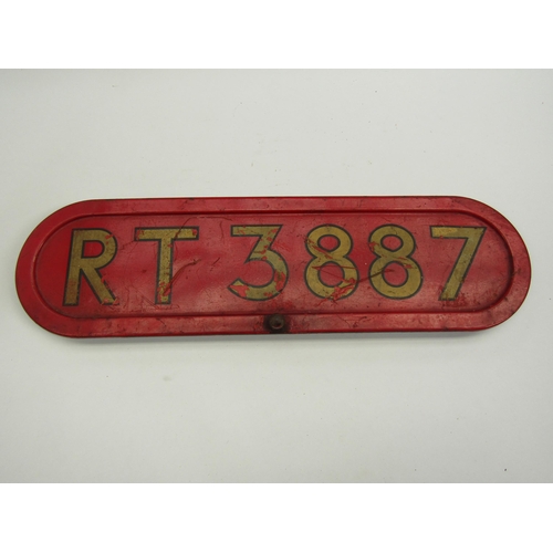 4084 - A London Transport bus bonnet plate RT 3887