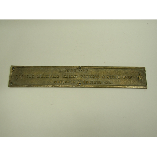 4095 - A brass builders step plate - The Birmingham Railway Carriage & Wagon Co Ltd, Smethwick, England 193... 