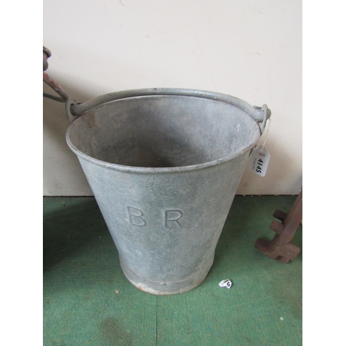 4145 - A galvanised station bucket stamped B.R