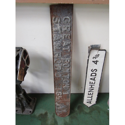 4148 - A cast iron road sign - A1 Great Ponton 1, Stamford 18 1/2, 121cm long