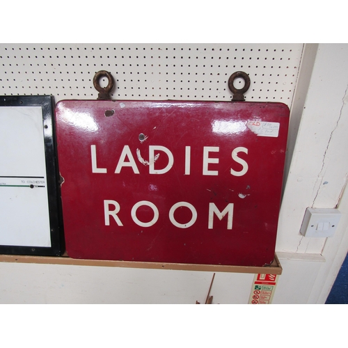 4151 - A B.R (M) double sided platform hanging LADIES ROOM, some enamel chips, 61 x 46cm