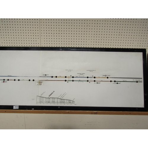 4152 - A framed STOWMARKET signal box diagram with traffolyte back plate and electronic light holes, 244.5 ... 