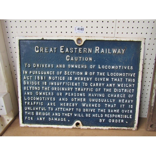 4165 - A cast iron GER sign 