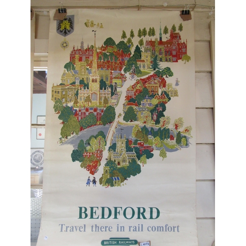 4172 - A British Railways advertising poster for BEDFORD - Travel there in rail comfort, depicting various ... 