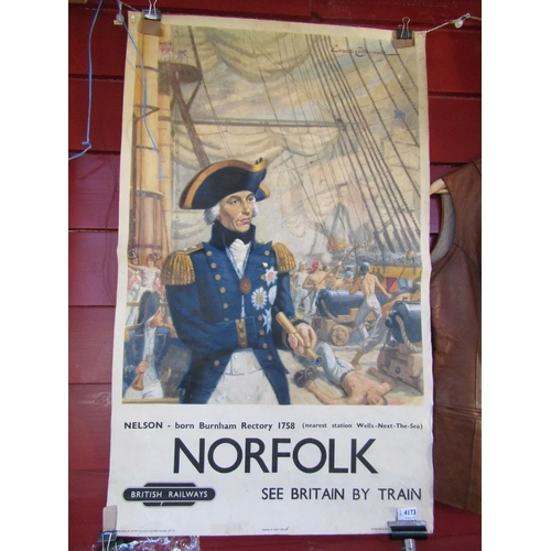 4173 - A British Railways advertising poster - Norfolk, See Britain by train depicting image of Admiral Nel... 