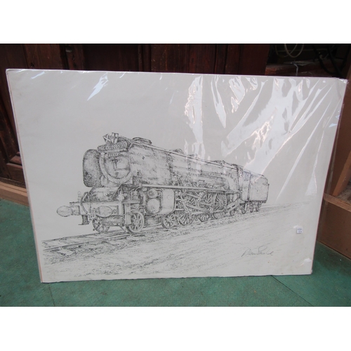 4175 - A pen & ink drawing of locomotive 46229, 